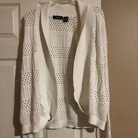 ❗️SOLD❗️Verve • White Crotchet Open Front Cardigan - Picture 5 of 13